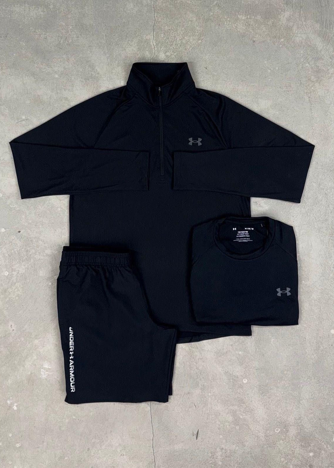 Under Armour 3 Piece Set - Quarter zip / T-shirt / Shorts - Black