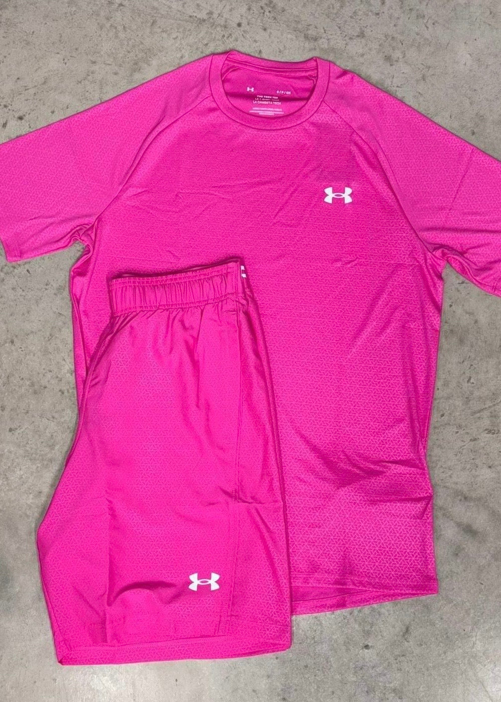 Under Armour Tech Emboss Short Set - Hot Pink