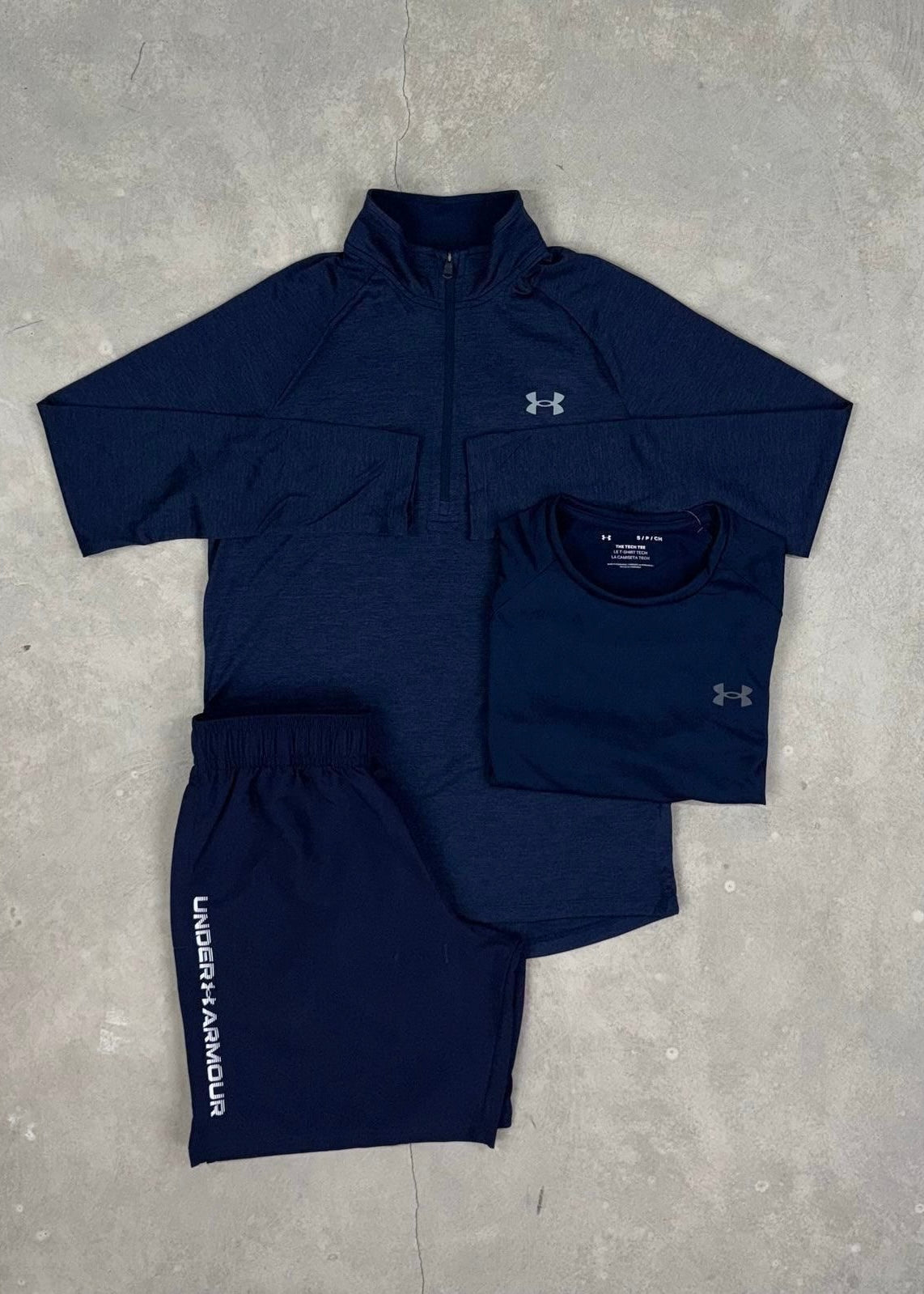 Under Armour 3 Piece Set - Quarter zip / T-shirt / Shorts - Navy Blue