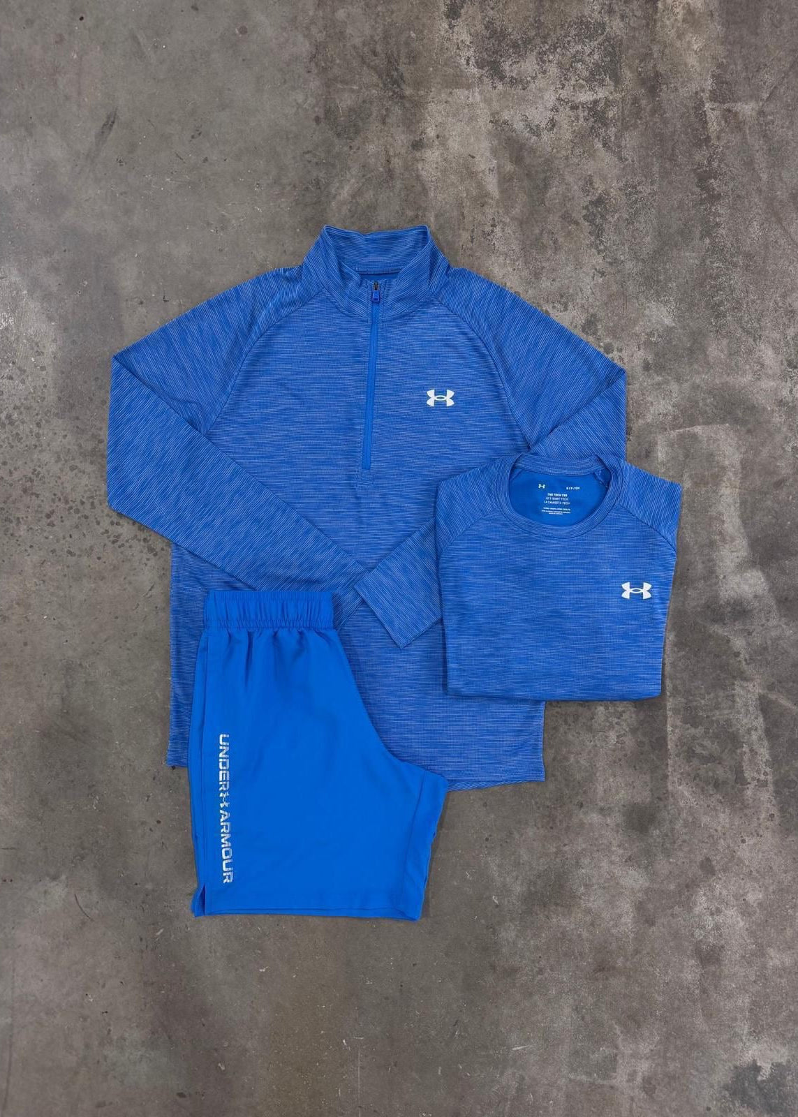 Under Armour 3 Piece Set - Quarter zip / T-shirt / Shorts - Blue